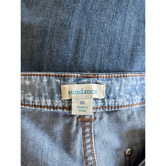 Sundance Roadside Jeans Size 10 Mid Wash High‎ Waist Raw Hem Patch Pockets - Picture 9 of 11